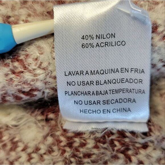 Carapace Longline Cardigan Maroon and White Geometric Aztec Pattern Women's S - Picture 10 of 12